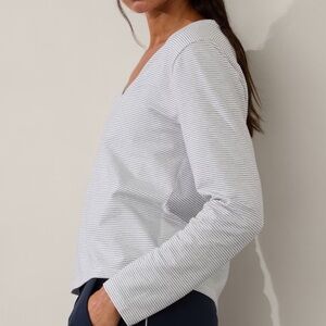 Athleta Essential V Neck Long Sleeve Tee in Arden Stripe